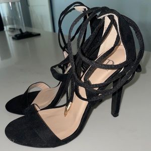 Strappy Black Heels, Size Five